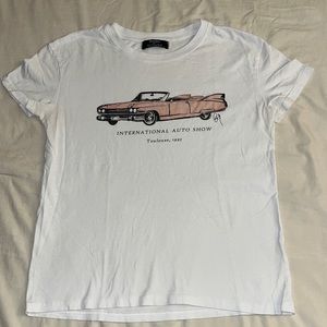 Bershka T-shirt with car detail in blush